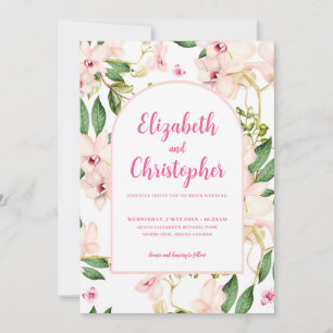 Romantische rosa Blumen Botanische Hochzeit Einladung