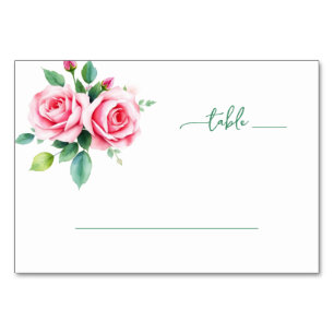 Romantische rosa Blumen-Digitalillustration Tischnummer