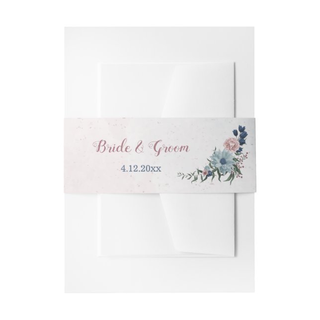 Romantische rosa Blumen Grüne Hochzeit Einladungsbanderole (Vorderseite Beispiel)