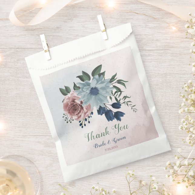 Romantische rosa Blumen Grüne Hochzeit Geschenktütchen (Ausgeschnitten)