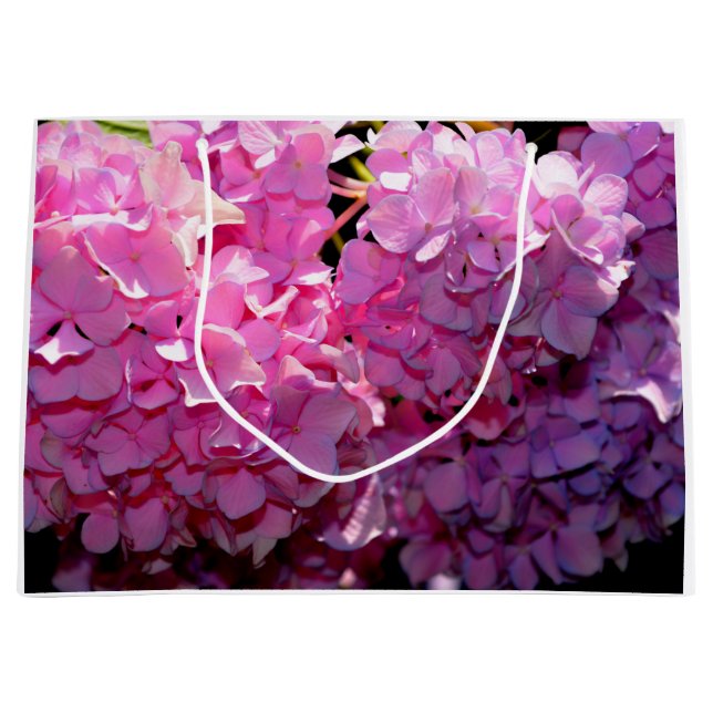 Romantische rosa, blumengeschmückte, elegante Hydr Große Geschenktüte (Vorderseite)
