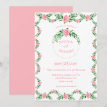 Romantische rosa Blumengrün Typografie Hochzeit I