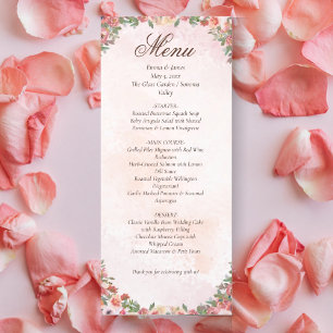 Romantische Rosa Blumenkarte Menükarte