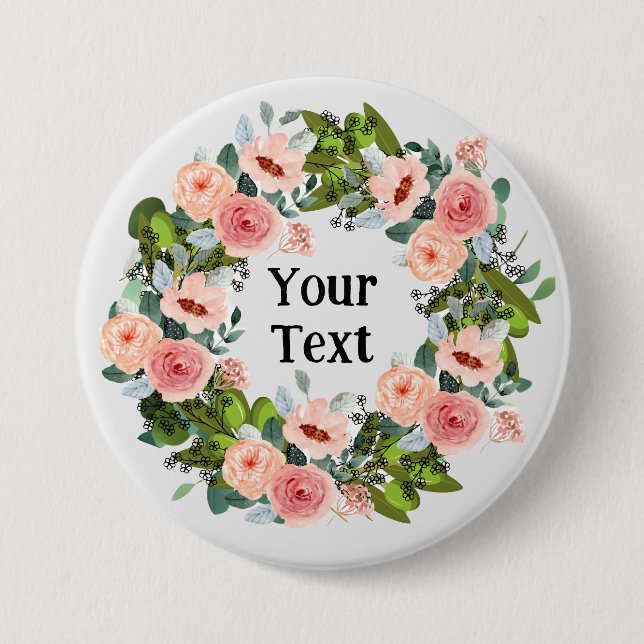 Romantische rosa Blumenreath Lapel Embrace Button (Vorderseite)
