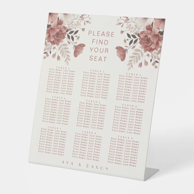 Romantische Rosa Blumenstühle Sockelschild (Vorderseite)
