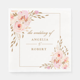 Romantische Rosa Blush Gold Floral Wedding Serviette
