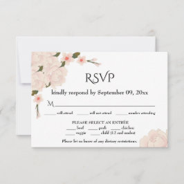 Romantische rosa Blütenblütenhochzeit RSVP Karte