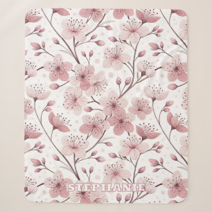Romantische rosa Blütenzweige weiße Floral Sherpadecke