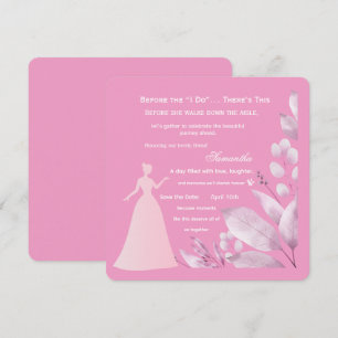 Romantische rosa Brautparty-Einladung – Elegant B Einladung