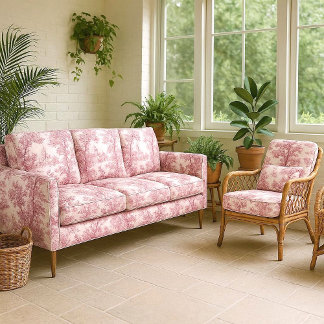 Romantische Rosa Cottagecore-Rokokodekoration fürs Stoff