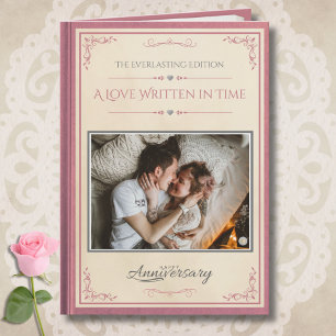 Romantische rosa cremefarbene Vintage-Geschichtenb Karte