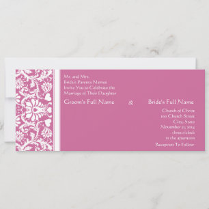 Romantische Rosa Damaske Wirbel Hochzeit Einladung