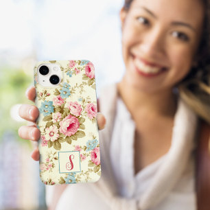 Romantische rosa englische Rosen auf Gelb mit Mono Case-Mate iPhone 14 Plus Hülle