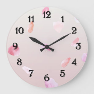 Romantische rosa errötende Rosenblütenblume Große Wanduhr