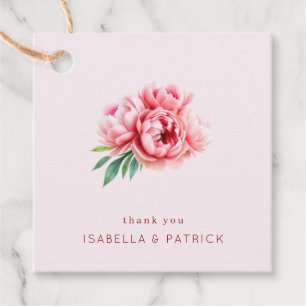 Romantische rosa florale Pfingstrose-Illustration Geschenkanhänger