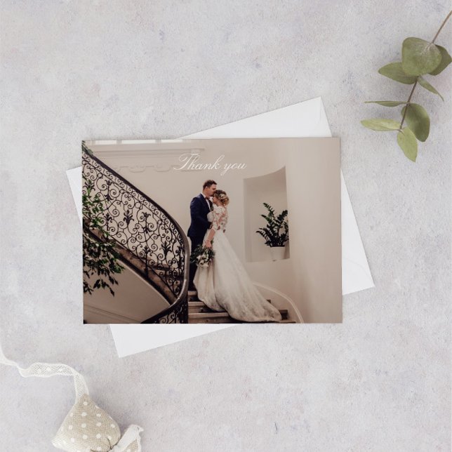 Romantische Rosa Foto Hochzeit Dankeskarte (Von Creator hochgeladen)