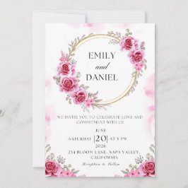 Romantische rosa gedeckte Hochzeitseinladung Einladung