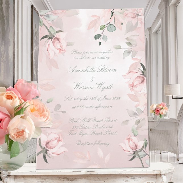 Romantische Rosa Geheimgarten Rose 2 Hochzeiten Einladung (Von Creator hochgeladen)