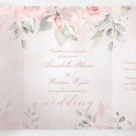 Romantische Rosa Geheimgarten Rose Hochzeit Dreifach Gefaltete Karte
