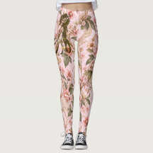 Romantische rosa Gingham-Blumen-Spitzen-Leggings