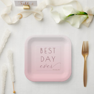 Romantische rosa Gradient-Hochzeitsplatten Pappteller
