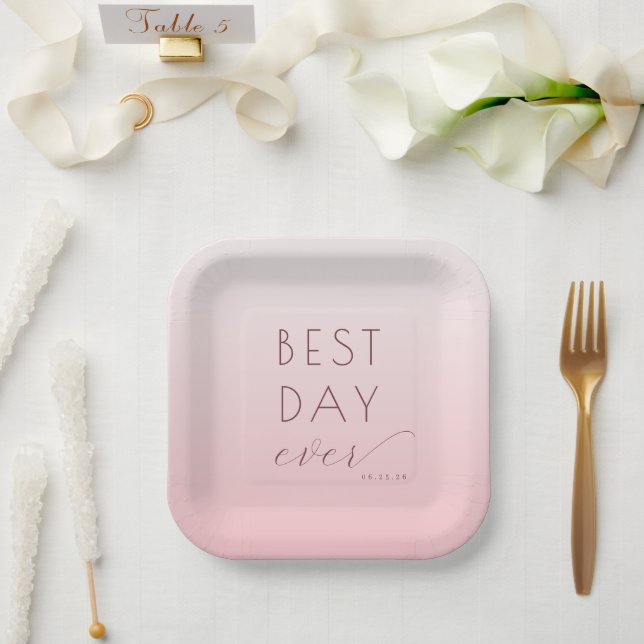Romantische rosa Gradient-Hochzeitsplatten Pappteller (Hochzeit)