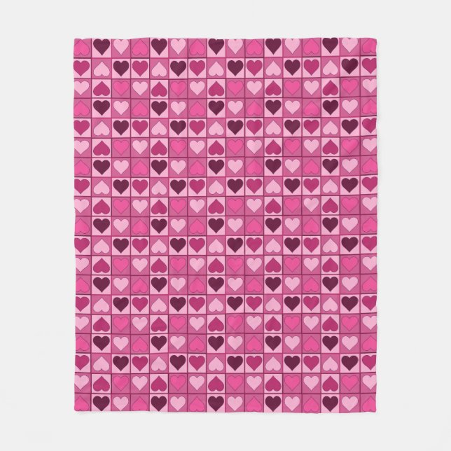 Romantische rosa Herzen auf und ab Fleecedecke (Vorderseite)