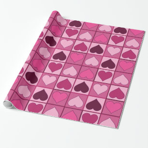 Romantische rosa Herzen auf und ab Geschenkpapier