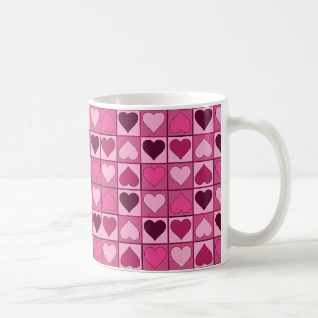 Romantische rosa Herzen auf und ab Kaffeetasse (Rechts)