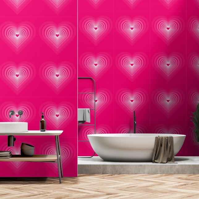 Romantische rosa Herzen Tapete (Badezimmer)