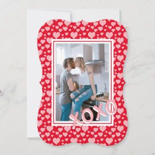 Romantische Rosa Herzen XOXO Foto Valentine Card Einladung