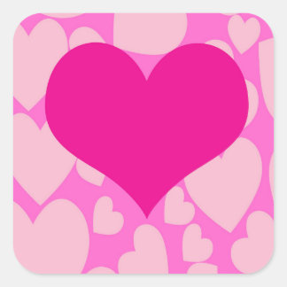 Romantische rosa Herzklammern. Quadratischer Aufkleber