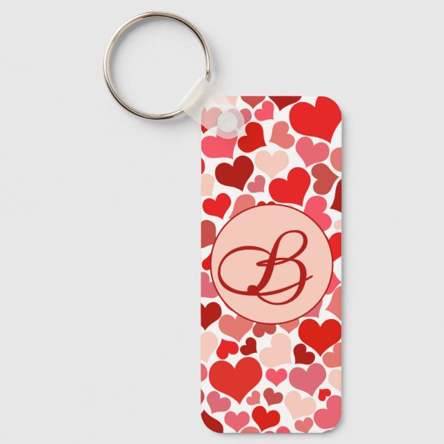 Romantische Rosa Herzkultur Liebe Valentine Schlüsselanhänger (Vorderseite)