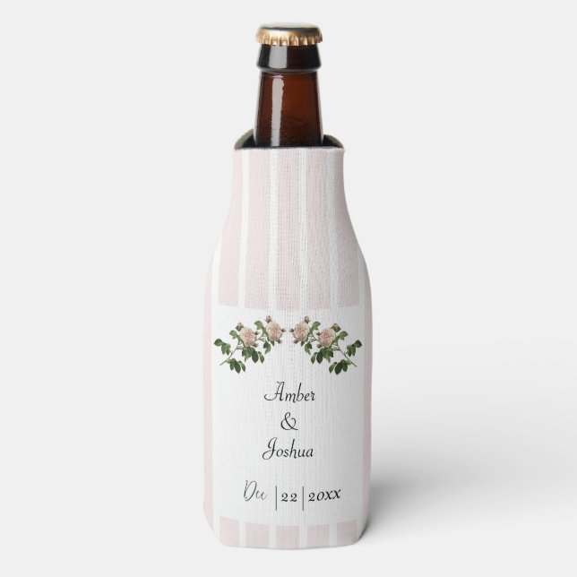 Romantische Rosa Hochzeit Flaschenkühler (Flaschenvorderseite)