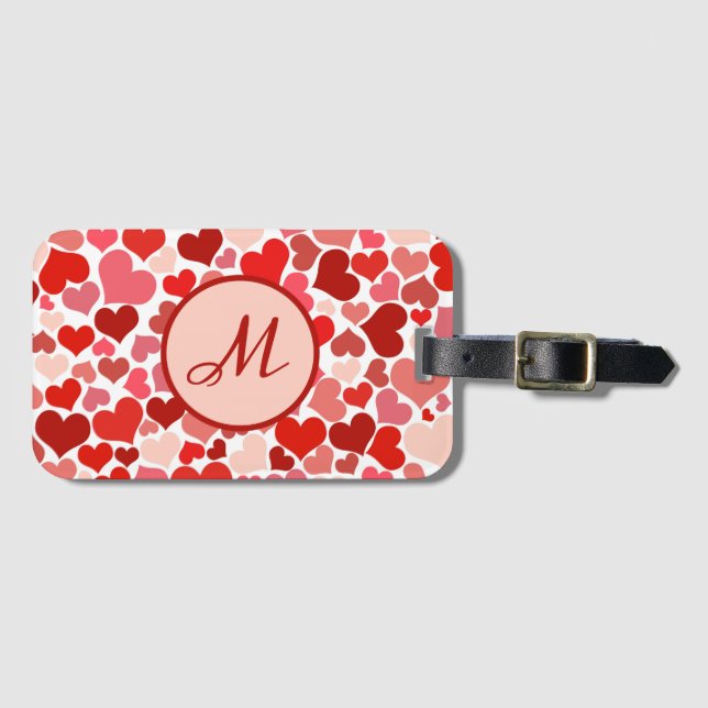Romantische Rosa Liebe Herz Gepäckanhänger (Vorderseite (Horizontal))