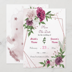 Romantische rosa-lila Blume geometrisch Save The Date