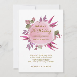 Romantische rosa-lila Blumen-Hochzeitseinladung Einladung
