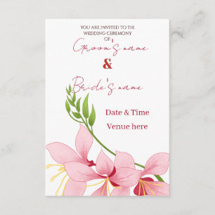 Romantische rosa Lilien-Blumen-Hochzeitseinladung Einladung