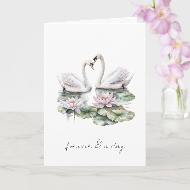 Romantische Rosa Lotus Floral Schwäne ewig Liebe Karte (Orchidee)