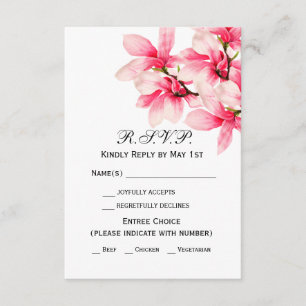 Romantische Rosa Magnolia Blumenzwiese RSVP Karte