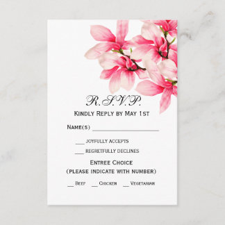 Romantische Rosa Magnolia Blumenzwiese RSVP Karte