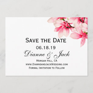 Romantische rosa Magnolia Hochzeit retten Datum Save The Date