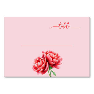 Romantische Rosa Minimalistische Pfingstrosen Tischnummer