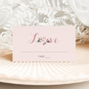 Romantische rosa moody Blumenhochzeit Platzkarte