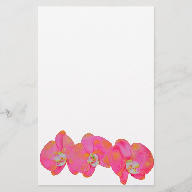Romantische Rosa Orchid Aquarellmalerei Briefpapier (Vorderseite)