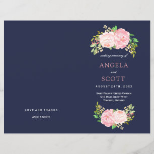 Romantische rosa Peonies Hochzeitsprogramme