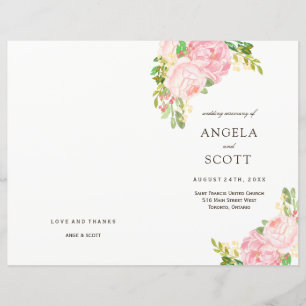 Romantische rosa Peonies Hochzeitsprogramme