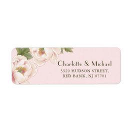 Romantische Rosa-Peony-Hochzeit-Rücksendeadresse
