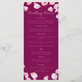 Romantische Rosa Petals Wedding Menu Menükarte