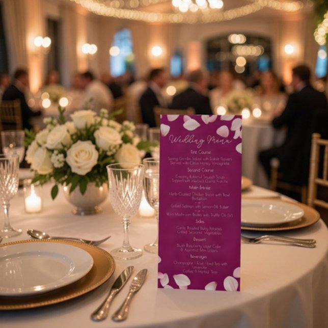 Romantische Rosa Petals Wedding Menu Menükarte (Von Creator hochgeladen)